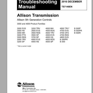 Allison 3000 4000 Product Families Troubleshooting Manual