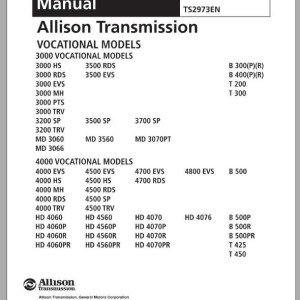 Allison 3000 4000 Vocational Troubleshooting Manual TS2973EN