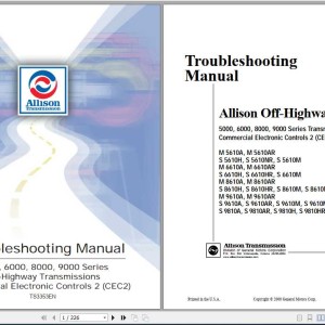 Allison 5000 6000 8000 9000 Series Off-Highway Troubleshooting Manual TS3353EN