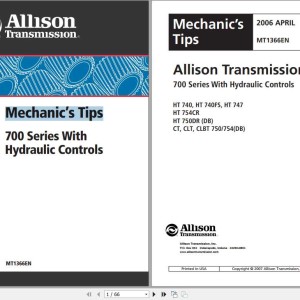 Allison 700 Series With Hydraulic Control Service Manual MT1366EN