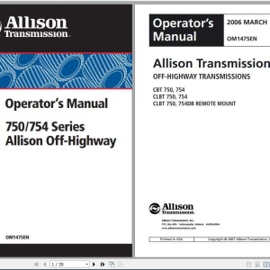 Allison CBT(CLBT) 700-754 Series Allison Off-Highway Operators Manual OM1475EN