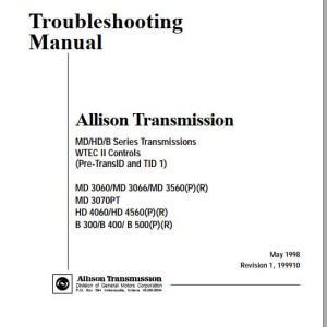 Allison MD HD B Series Troubleshooting Manual TS2470EN