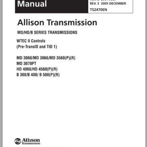 Allison MD HD B Series WTEC II Troubleshooting Manual TS2470EN