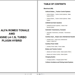 Alfa Romeo Automotive Tonale AWD 2024 L4-1.3L Turbo Plugin Hybrid Wiring Diagram PDF