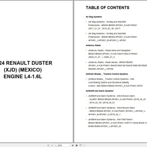Renault Car Duster XJD MEXICO 2024 L4-1.6L Wiring Diagram PDF