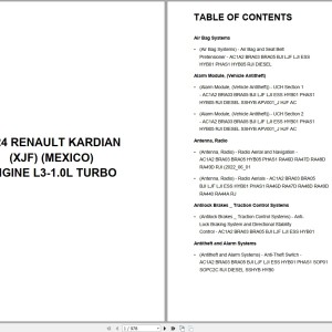 Renault Car Kardian XJF MEXICO 2024 L3-1.0L Turbo Wiring Diagram PDF