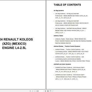 Renault Car Koleos XZG MEXICO 2024 L4-2.5L Wiring Diagram PDF