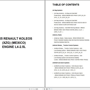 Renault Car Koleos XZG MEXICO 2025 L4-2.5L Wiring Diagram PDF