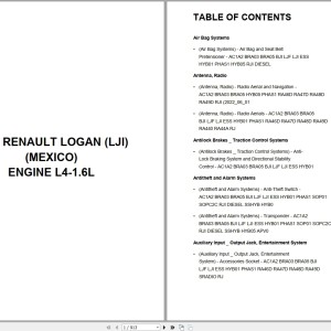 Renault Car Logan LJI MEXICO 2025 L4-1.6L Wiring Diagram PDF