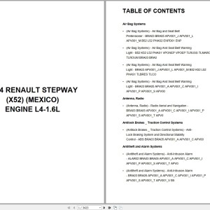 Renault Car Stepway X52 MEXICO 2024 L4-1.6L Wiring Diagram PDF