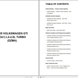 Volkswagen Car GTI DA1 2025 Engine L4-2.0L Turbo DZMA Wiring Diagram PDF