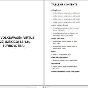 Volkswagen Car Virtus D22 MEXICO 2024 L3-1.0L Turbo DTBA Wiring Diagram PDF