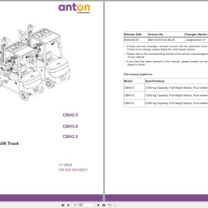Anton Jungheinrich CBH2.5 CBH3.0 CBH3.5 Service Manual PDF