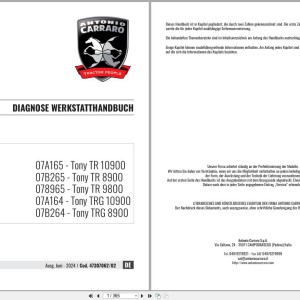 Antonio Carraro Tony TR8900 to TRG10900 Diagnostic Workshop Manual 47307062_02 DE