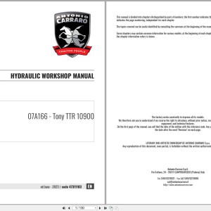 Antonio Carraro Tony TTR10900 Hydraulic Workshop Manual 47311103 EN