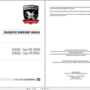 Antonio Carraro Tony TTR10900 TTR8900 Diagnostic Workshop Manual 47307213_01 EN
