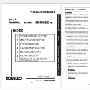 Kobelco SK58SRX-7E Shop Manual S5PS0040E03 2025