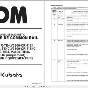 Kubota V3800-CR-TE4 to V3800-TIE4C Diagnostic Manual 9Y110-02906 FR