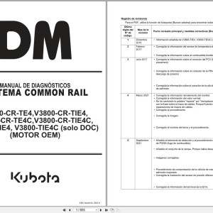 Kubota V3800-CR-TE4 to V3800-TIE4C Diagnostic Manual 9Y110-02926 PT
