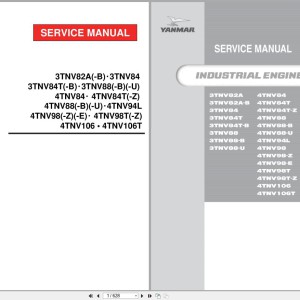 Yanmar TNV Series 3TNV82A to 4TNV106T Service Manual 0BTNV-G00101