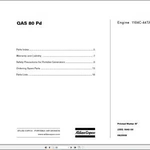 Atlas Copco Portable Compressors Collection 545 MB PDF Parts List