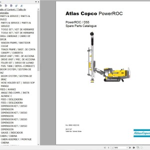 Atlas Copco PowerROC D55 Spare Parts Catalog 8992 4022 93