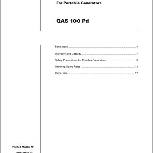 Atlas Copco QAS 100 Pd Spare Parts List 2955 0620 01