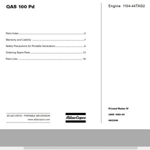 Atlas Copco QAS 100 Pd Spare Parts List 2955 1650 00