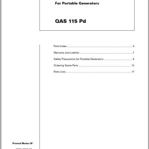 Atlas Copco QAS 115 Pd Spare Parts List 2955 0350 01