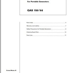 Atlas Copco QAS 150 Vd Spare Parts List 2955 0750 00