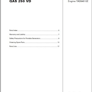 Atlas Copco QAS 250 Vd Spare Parts List 2955 0770 01