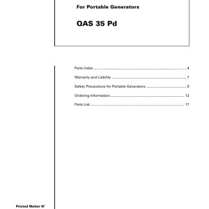 Atlas Copco QAS 35 Pd Parts List 2955 0330 01