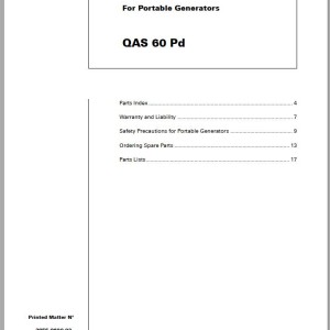 Atlas Copco QAS 60 Pd Spare Parts List 2955 0600 02