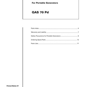 Atlas Copco QAS 70 Pd Parts List 2955 0360 02