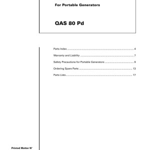 Atlas Copco QAS 80 Pd Parts List 2955 0610 01