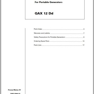 Atlas Copco QAX 12 Dd Spare Parts List 2955 0940 01