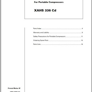 Atlas Copco XAHS 336 Cd Spare Parts List 2955 0890 00