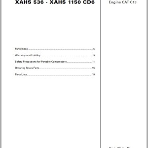 Atlas Copco XAHS 536 - XAHS 1150 CD6 Engine CAT C13 Parts List 2955 0220 02