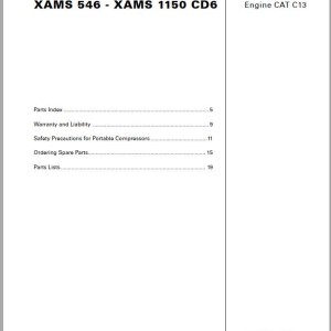 Atlas Copco XAMS 546 - XAMS 1150 CD6 Engine CAT C13 Spare Parts List 2955 0230 02