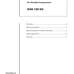 Atlas Copco XAS 126 Dd Parts List 2955 0660 00