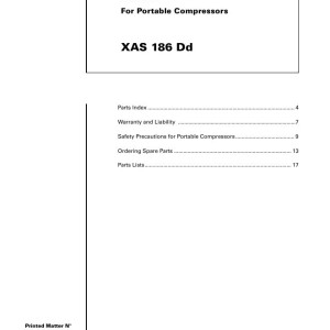 Atlas Copco XAS 186 Dd Parts List 2955 1070 00