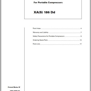 Atlas Copco XA(S) 186 Dd Spare Parts List 2955 0680 00