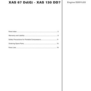 Atlas Copco XAS 67 Dd(G) - XAS 130 DD7 Parts List 2955 1320 00