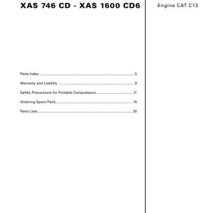 Atlas Copco XAS 746 CD - XAS 1600 CD6 Parts List 2955 1140 00