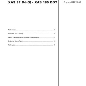 Atlas Copco XAS 97 Dd(G) - XAS 185 DD7 Parts List 2955 1350 00