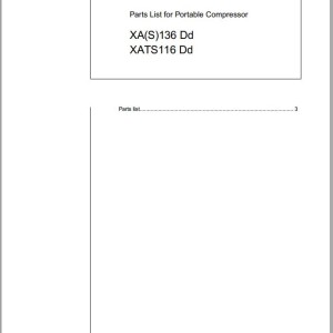 Atlas Copco XA(S)136 Dd XATS116 Dd Spare Parts List 1092 0526 00