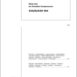 Atlas Copco XA(S)230 Dd Parts List 2950 0912 00