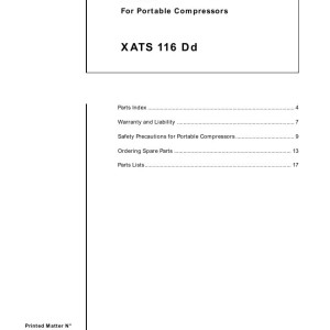 Atlas Copco XATS 116 Dd Parts List 2955 0690 00