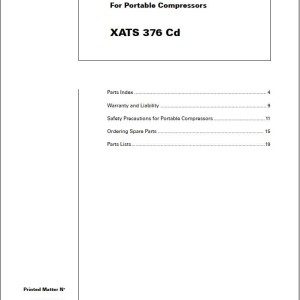 Atlas Copco XATS 376 Cd Spare Parts List 2955 0920 00