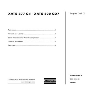 Atlas Copco XATS 377 Cd - XATS 800 CD7 Parts List 2955 1240 01